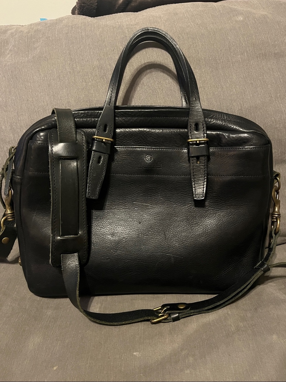 Handmade Italian Bleu de Chauffe Business Bag